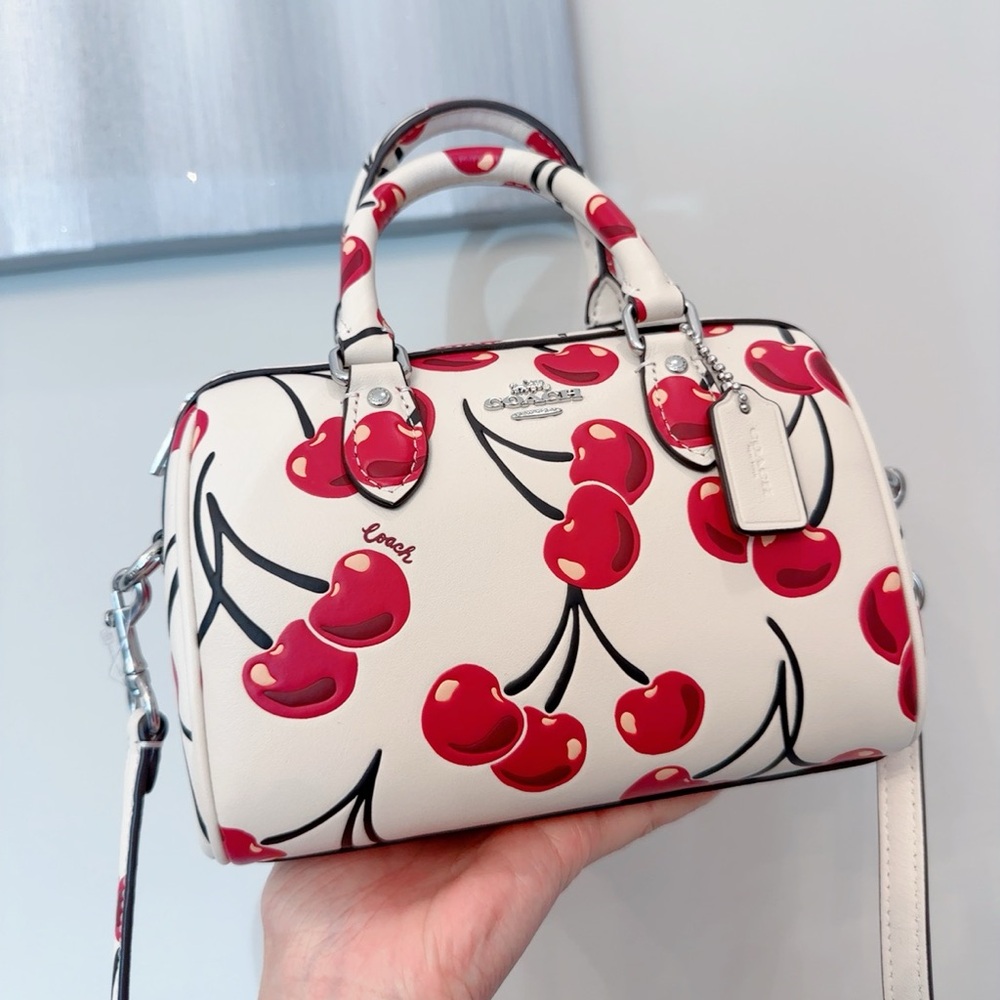NWT COACH MINI ROWAN CROSSBODY BAG WITH CHERRY PRINT CY745